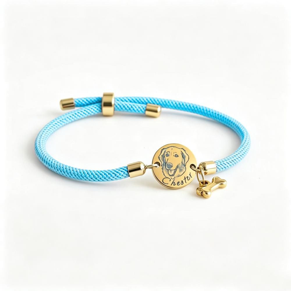 Personalized Gold Plated Pet Portrait Adjustable Bracelet | MNMemo25