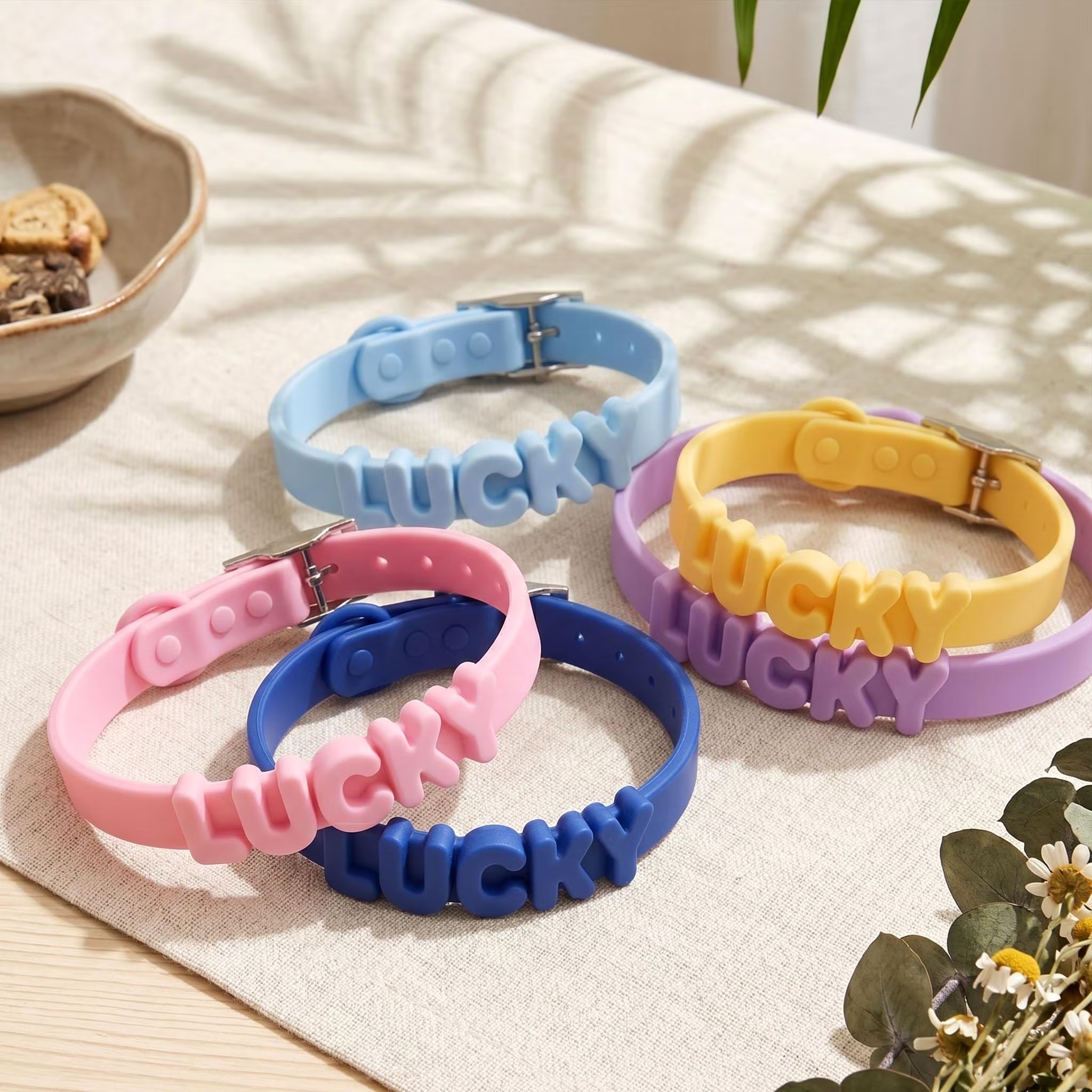 Personalized Silicone Letter Bead Dog Collar | MNAccs109