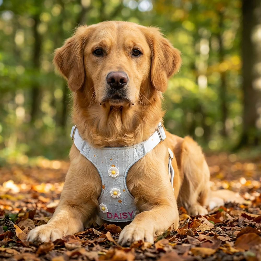 Personalized Embroidered Daisy Puppy Vest & Leash Set | MNAccs92