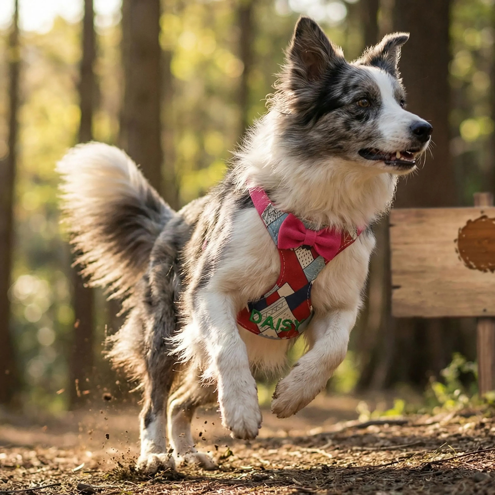 Personalized Embroidered Boho Tribal Print Bow Tie Puppy Vest & Leash Set | MNAccs93
