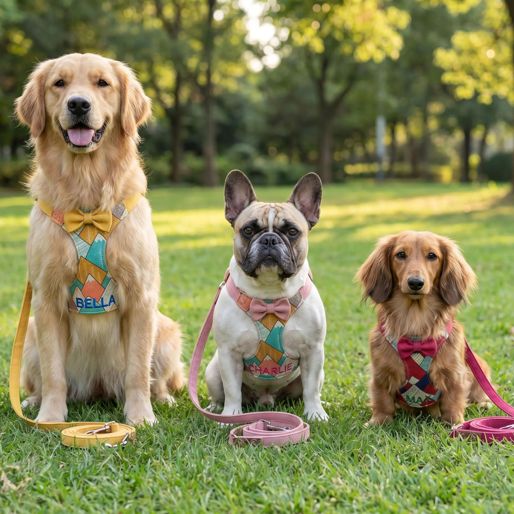 Personalized Embroidered Boho Tribal Print Bow Tie Puppy Vest & Leash Set | MNAccs93