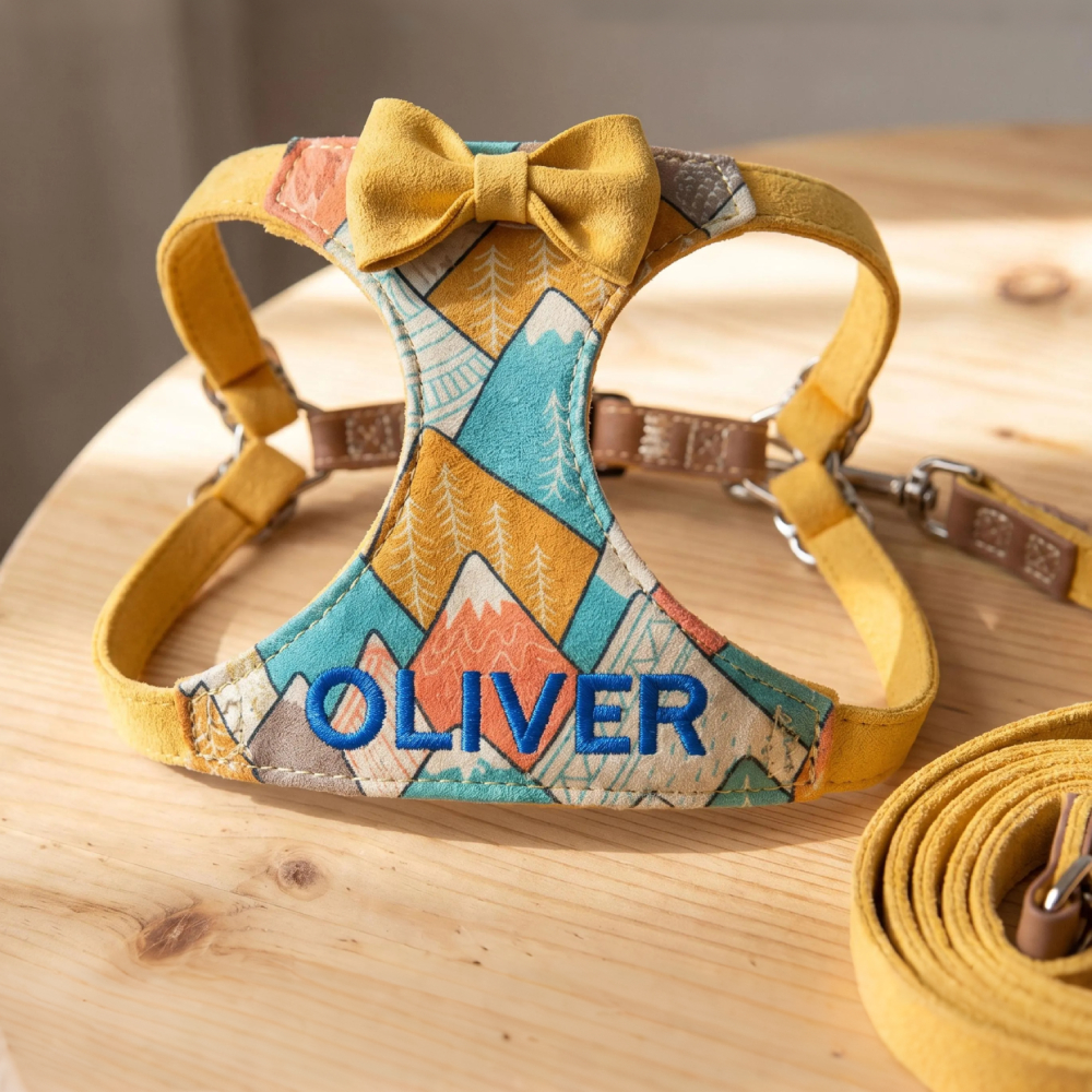 Personalized Embroidered Boho Tribal Print Bow Tie Puppy Vest & Leash Set | MNAccs93