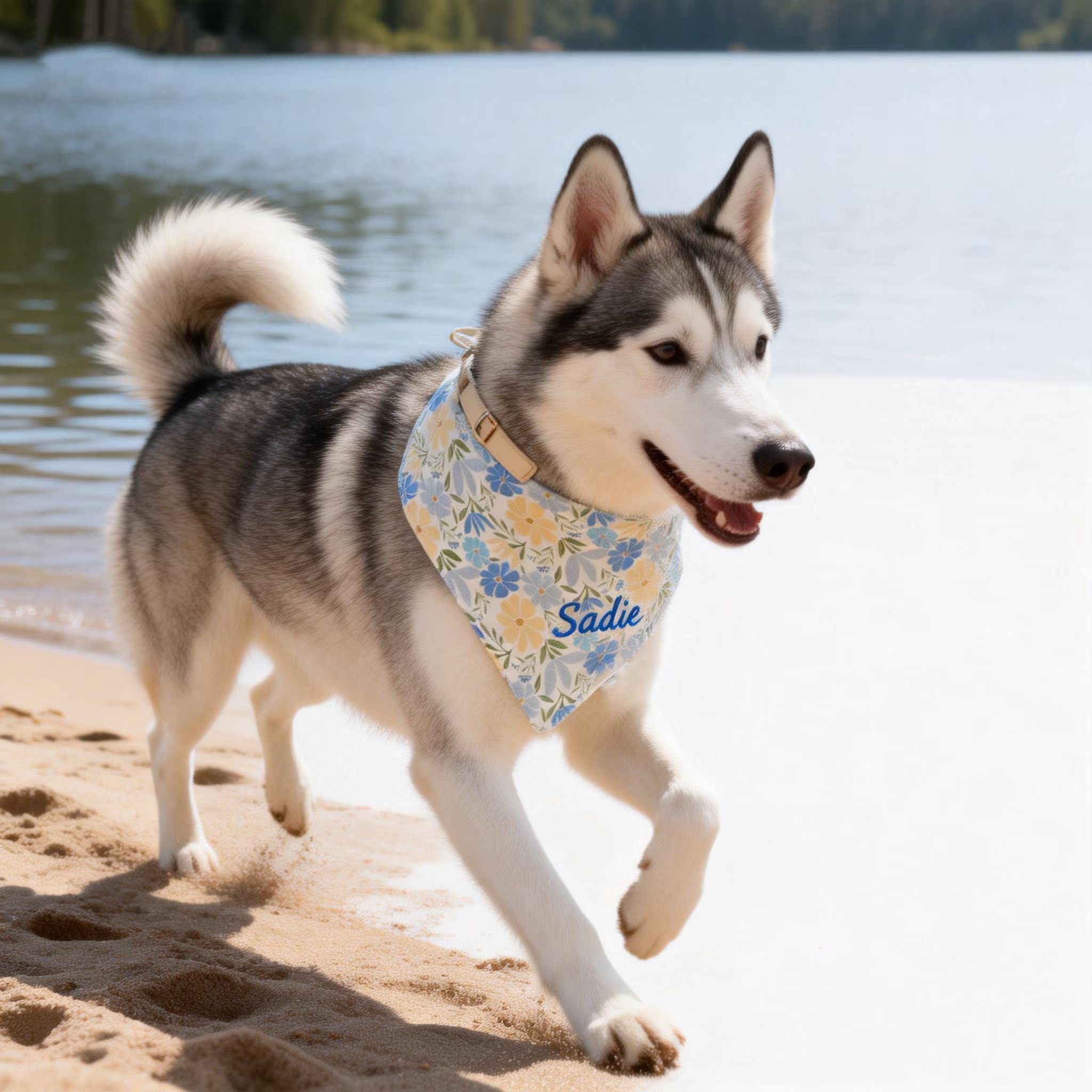 Personalized Embroidered Floral Pet Bandana for Dogs & Cats | MNAccs95