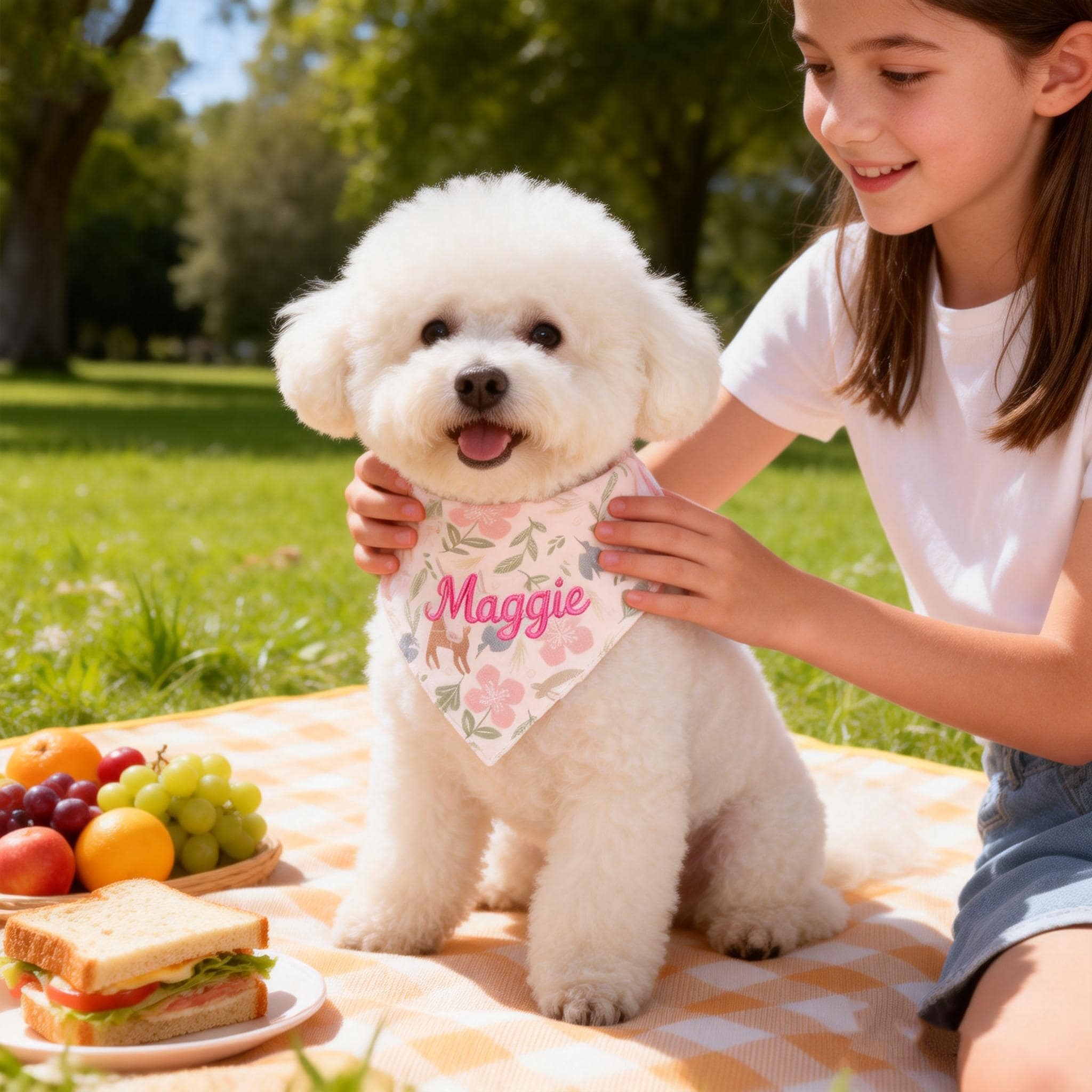 Personalized Embroidered Floral Pet Bandana for Dogs & Cats | MNAccs95