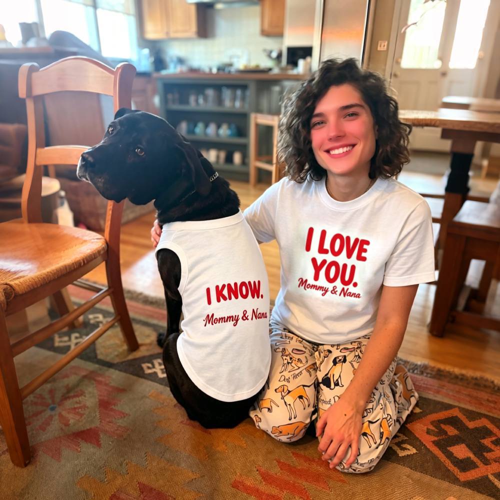 Personalized Matching "I LOVE YOU / I KNOW" Dog & Owner Shirts Sets | MNCloth204