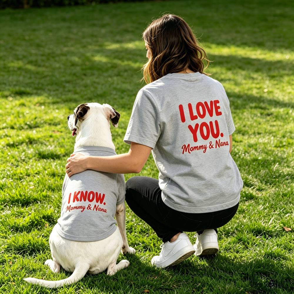Personalized Matching "I LOVE YOU / I KNOW" Dog & Owner Shirts Sets | MNCloth204