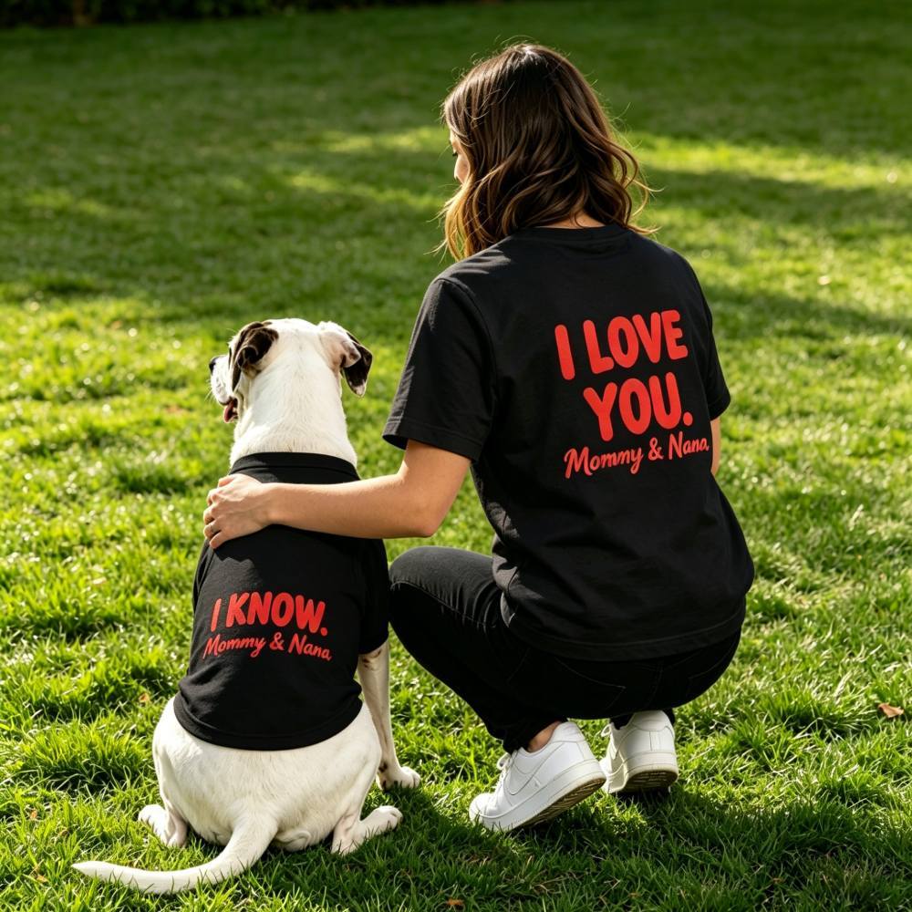 Personalized Matching "I LOVE YOU / I KNOW" Dog & Owner Shirts Sets | MNCloth204