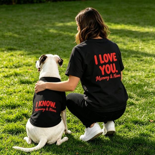 Personalized Matching "I LOVE YOU / I KNOW" Dog & Owner Shirts Sets | MNCloth204