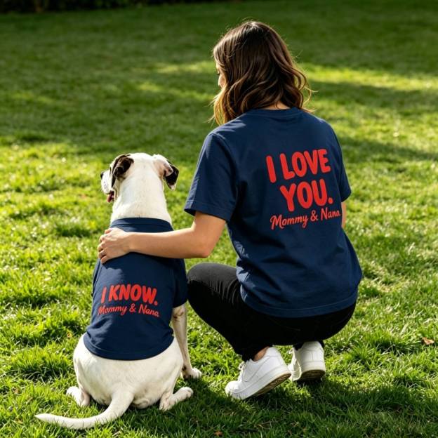 Personalized Matching "I LOVE YOU / I KNOW" Dog & Owner Shirts Sets | MNCloth204