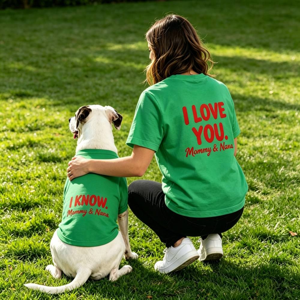 Personalized Matching "I LOVE YOU / I KNOW" Dog & Owner Shirts Sets | MNCloth204