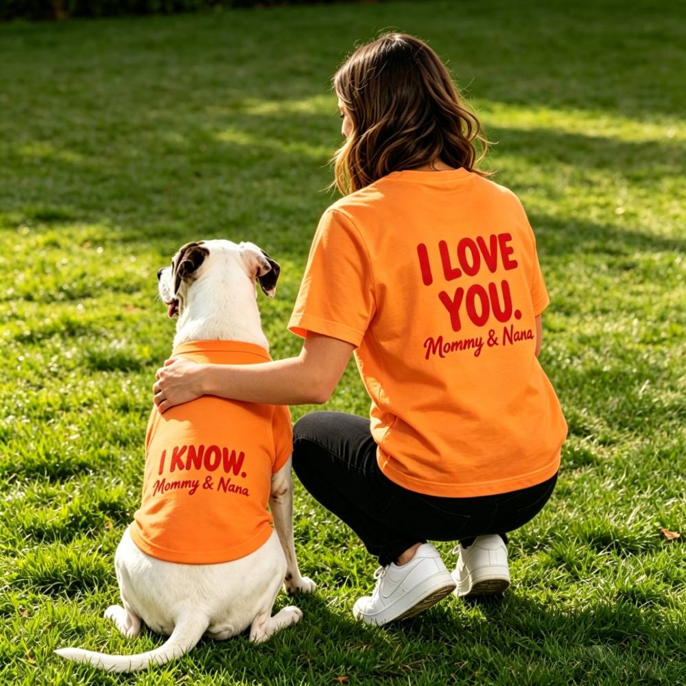 Personalized Matching "I LOVE YOU / I KNOW" Dog & Owner Shirts Sets | MNCloth204