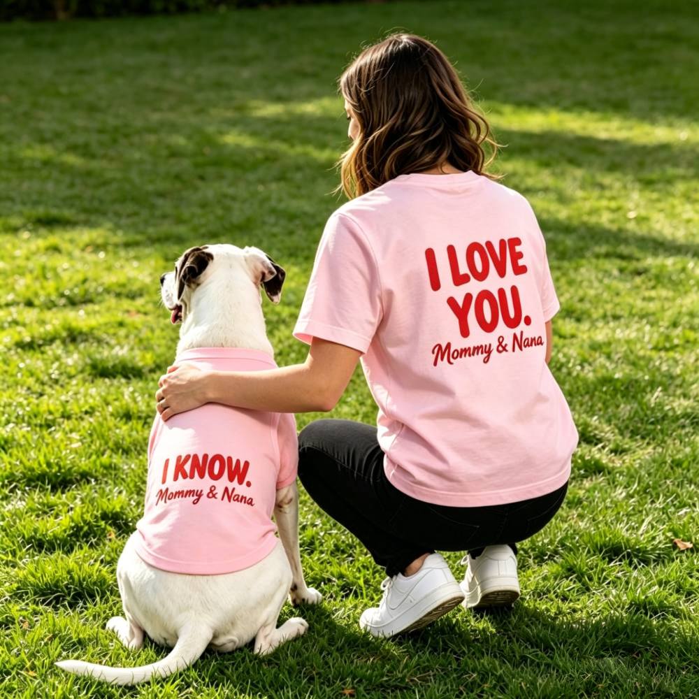 Personalized Matching "I LOVE YOU / I KNOW" Dog & Owner Shirts Sets | MNCloth204