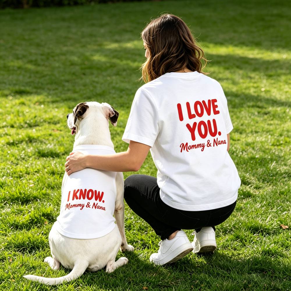 Personalized Matching "I LOVE YOU / I KNOW" Dog & Owner Shirts Sets | MNCloth204