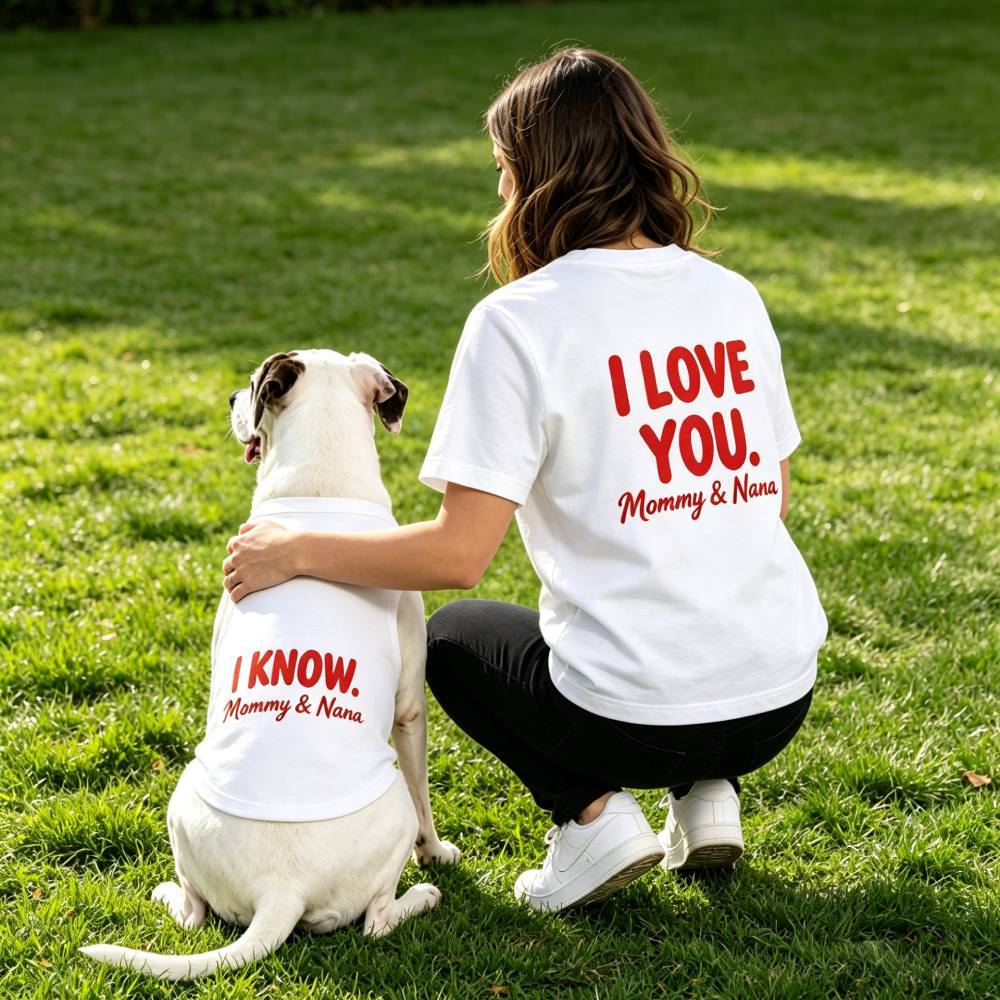 Personalized Matching "I LOVE YOU / I KNOW" Dog & Owner Shirts Sets | MNCloth204