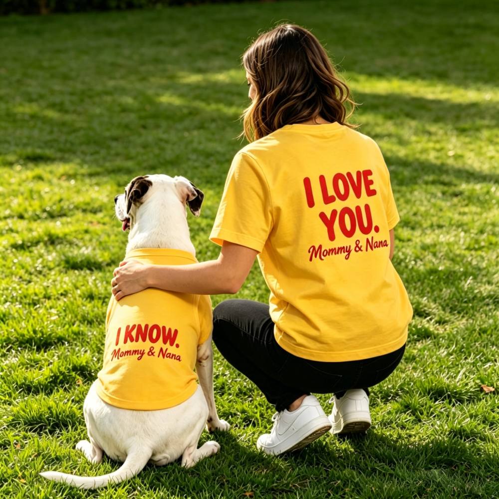 Personalized Matching "I LOVE YOU / I KNOW" Dog & Owner Shirts Sets | MNCloth204