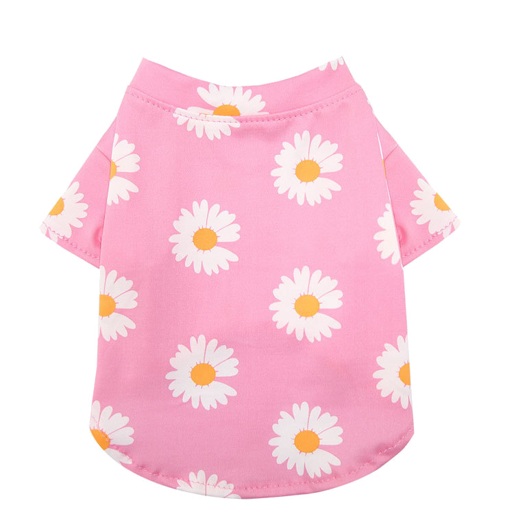 Personalized Daisy Print Soft Cotton Pet Tee | MNCloth233