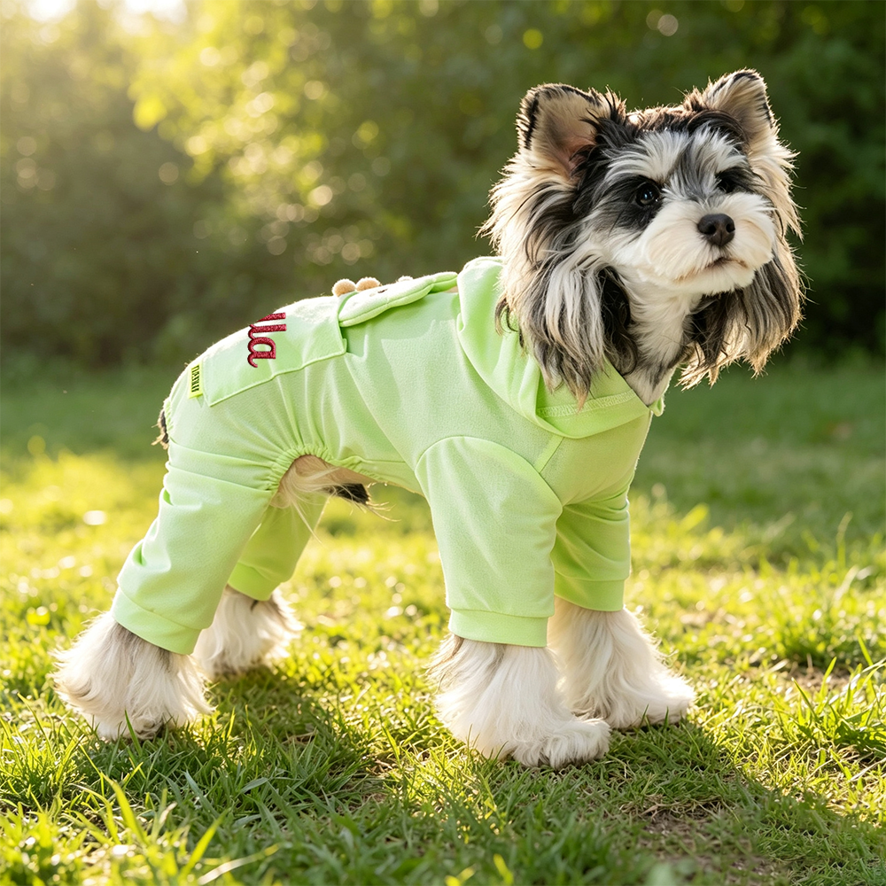 Personalized Embroidered Bear Pocket Four-Leg Dog Hooded Jumpsuit| MNCloth241