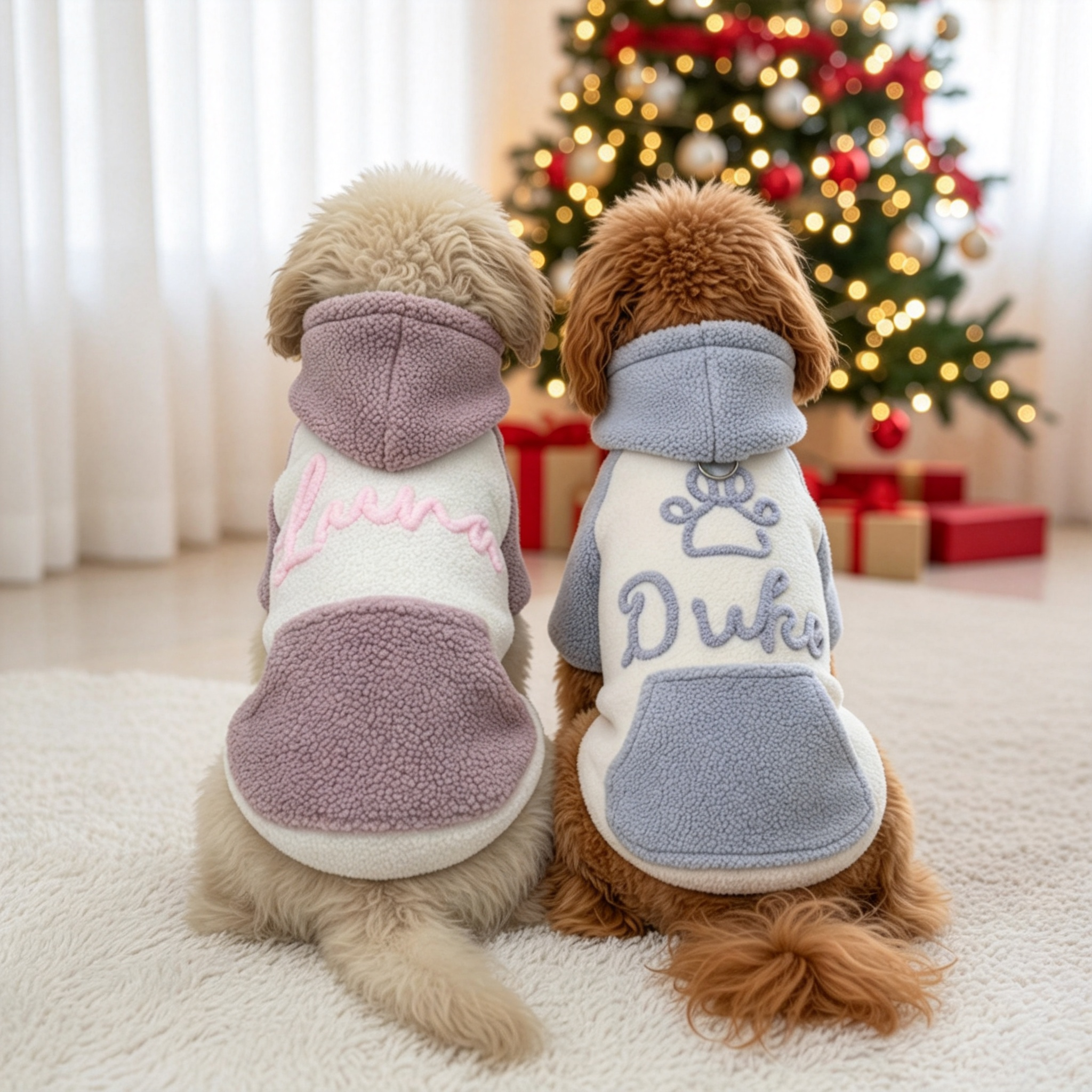 Personalized Pet Hoodie with Chenille Name on Corduroy | MNCloth256