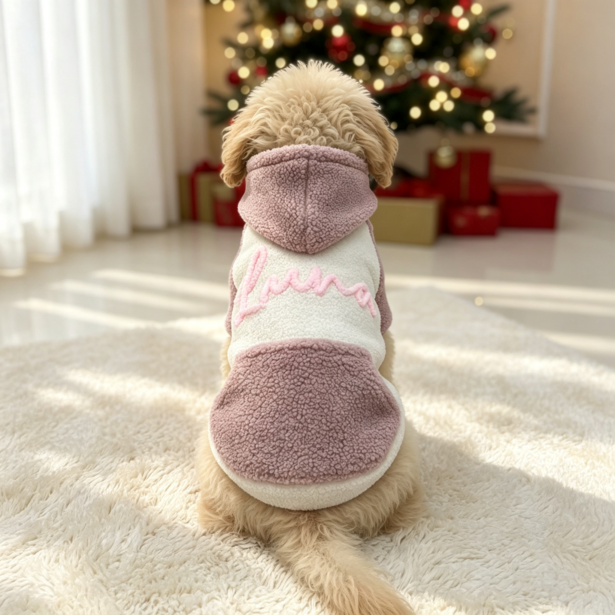 Personalized Pet Hoodie with Chenille Name on Corduroy | MNCloth256