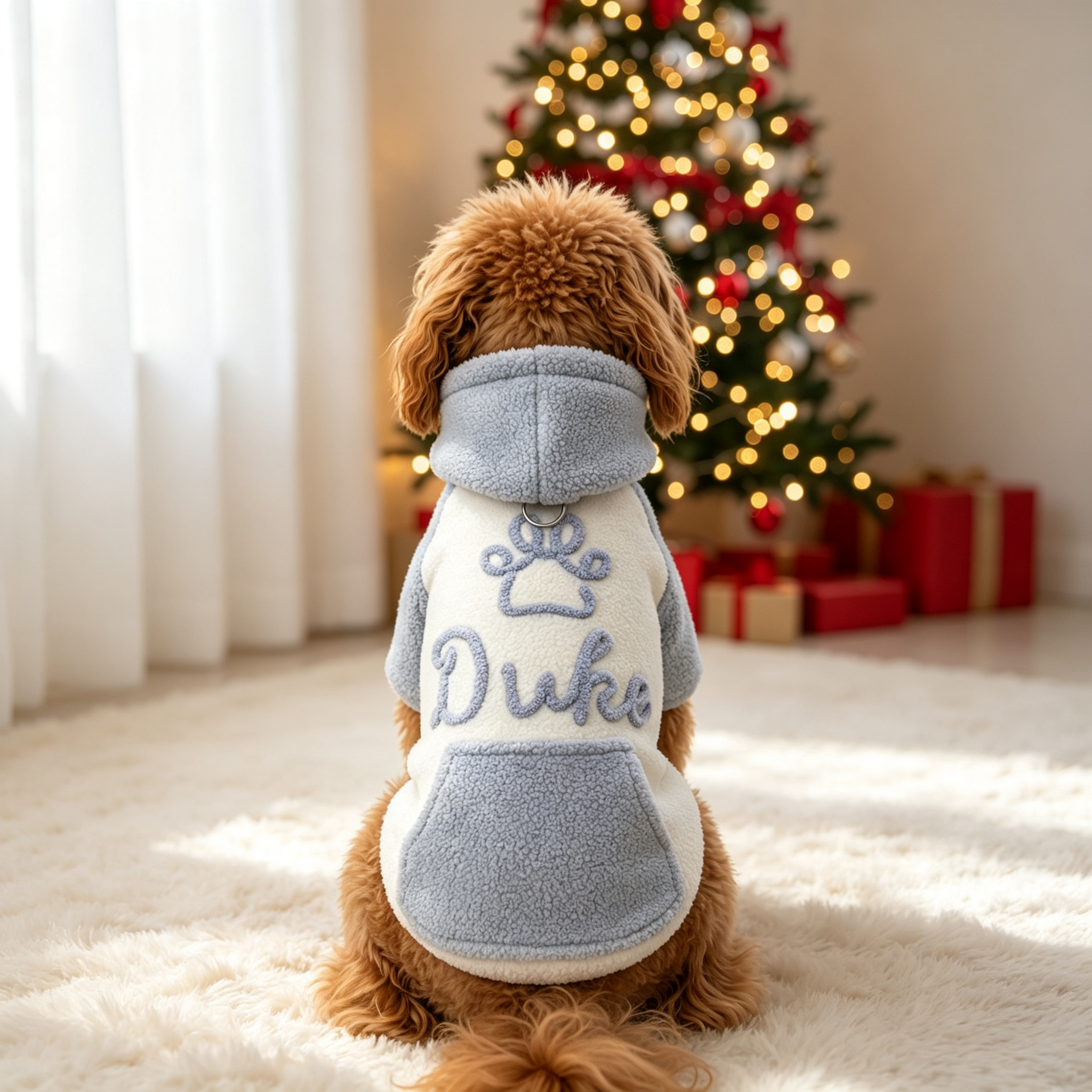 Personalized Pet Hoodie with Chenille Name on Corduroy | MNCloth256