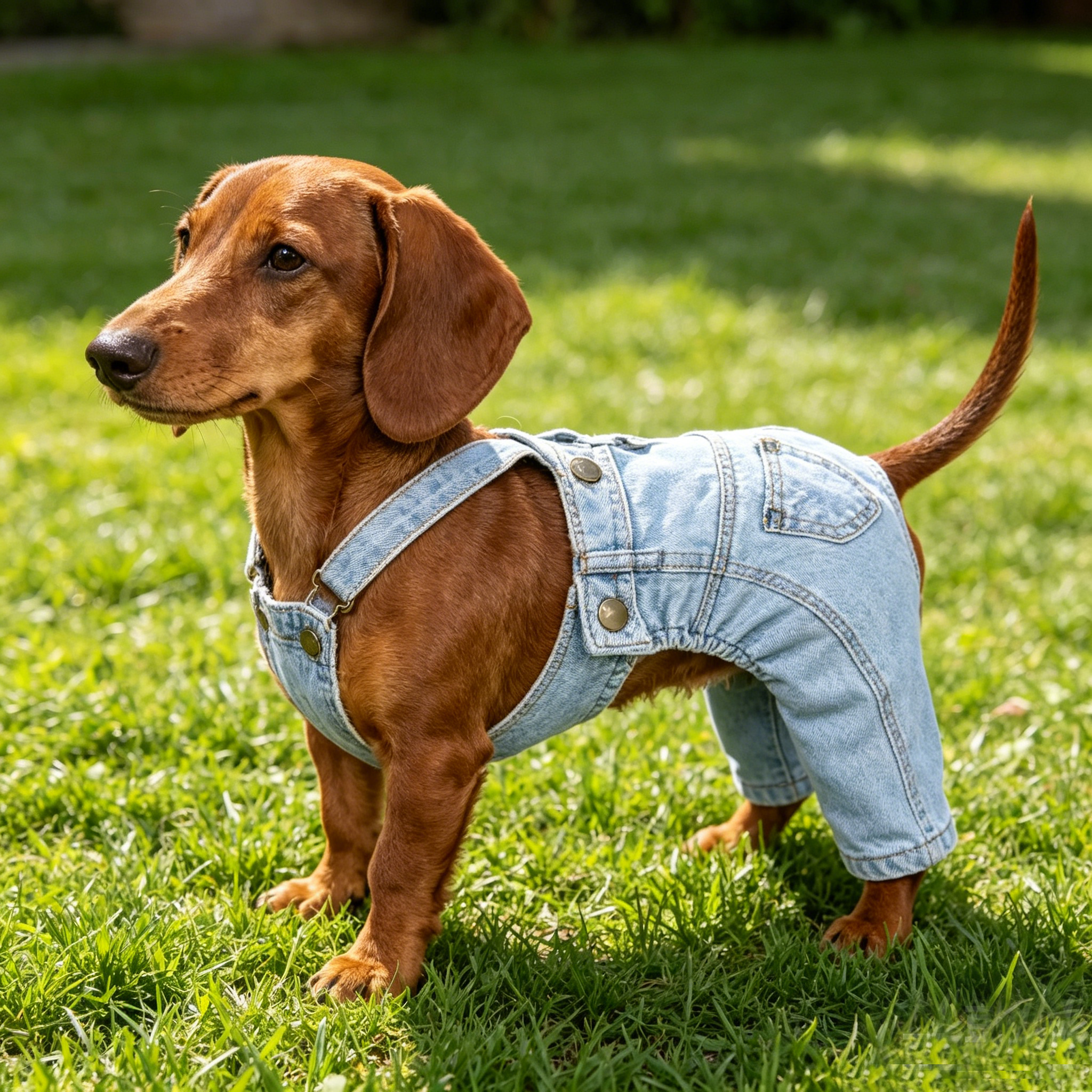 Personalized Leather Patch Pets Classic Denim Dungarees | MNCloth55