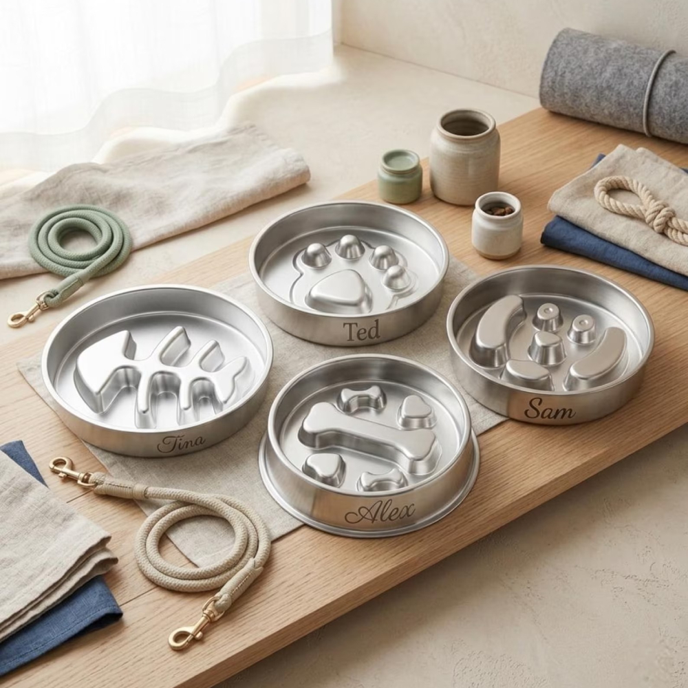Personalized Name Stainless Steel Slow Feeder Dog Bowl | MNFeed44