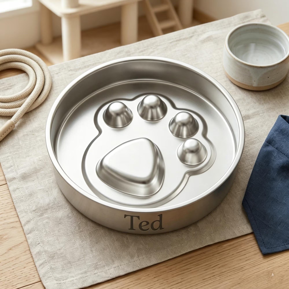 Personalized Name Stainless Steel Slow Feeder Dog Bowl | MNFeed44