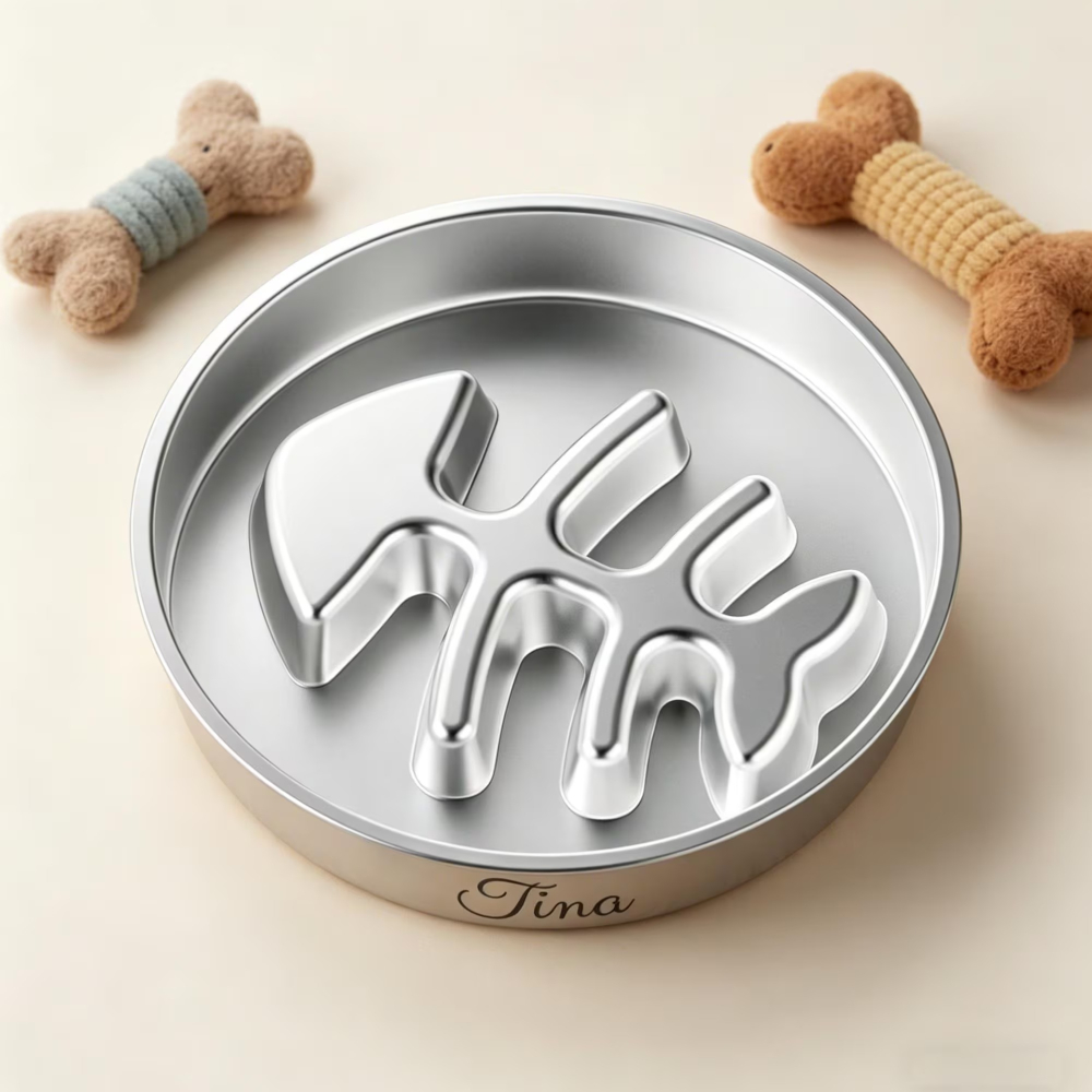 Personalized Name Stainless Steel Slow Feeder Dog Bowl | MNFeed44