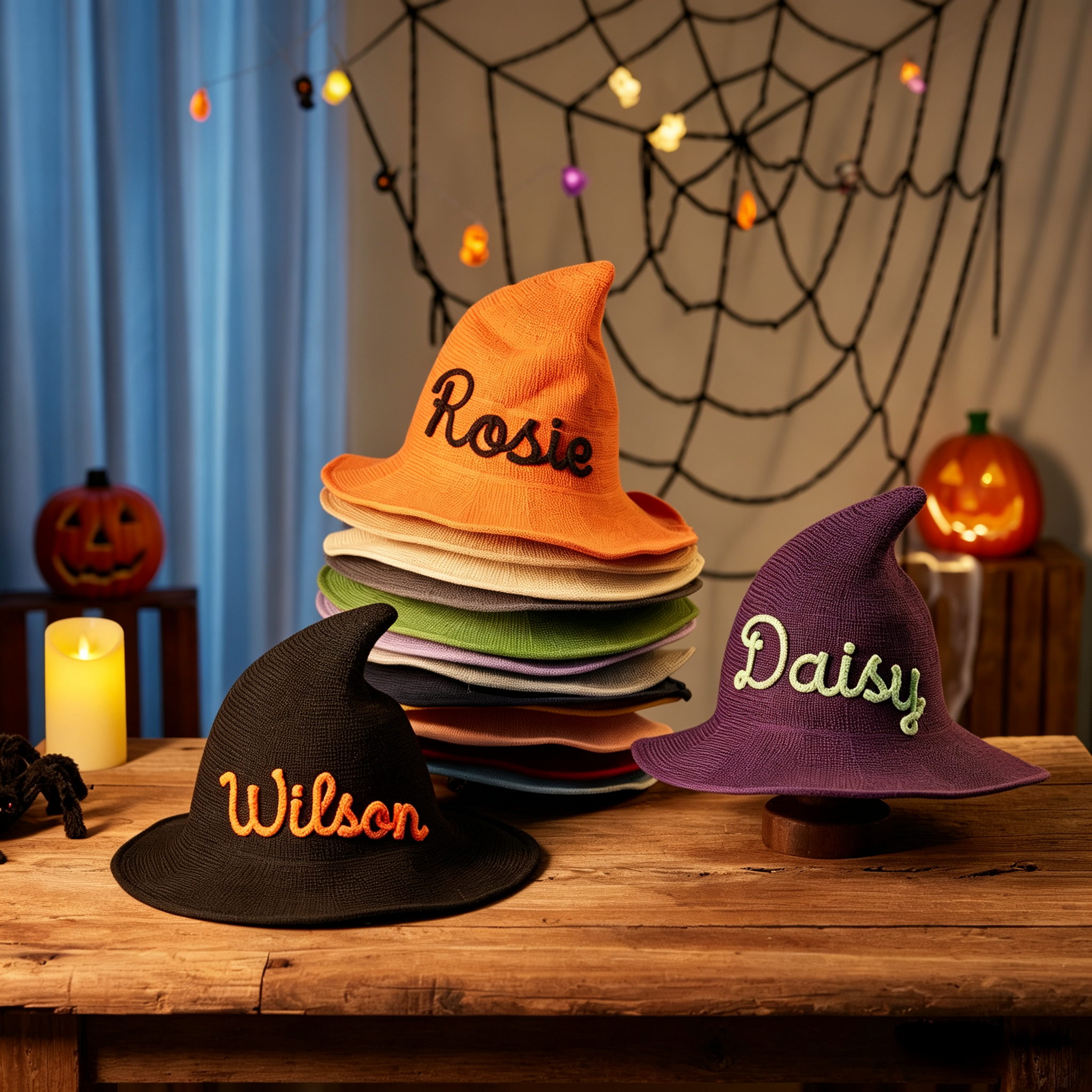 Personalized Embroidery Halloween Witch Hat For Kids & Aldult| MNHalloween01