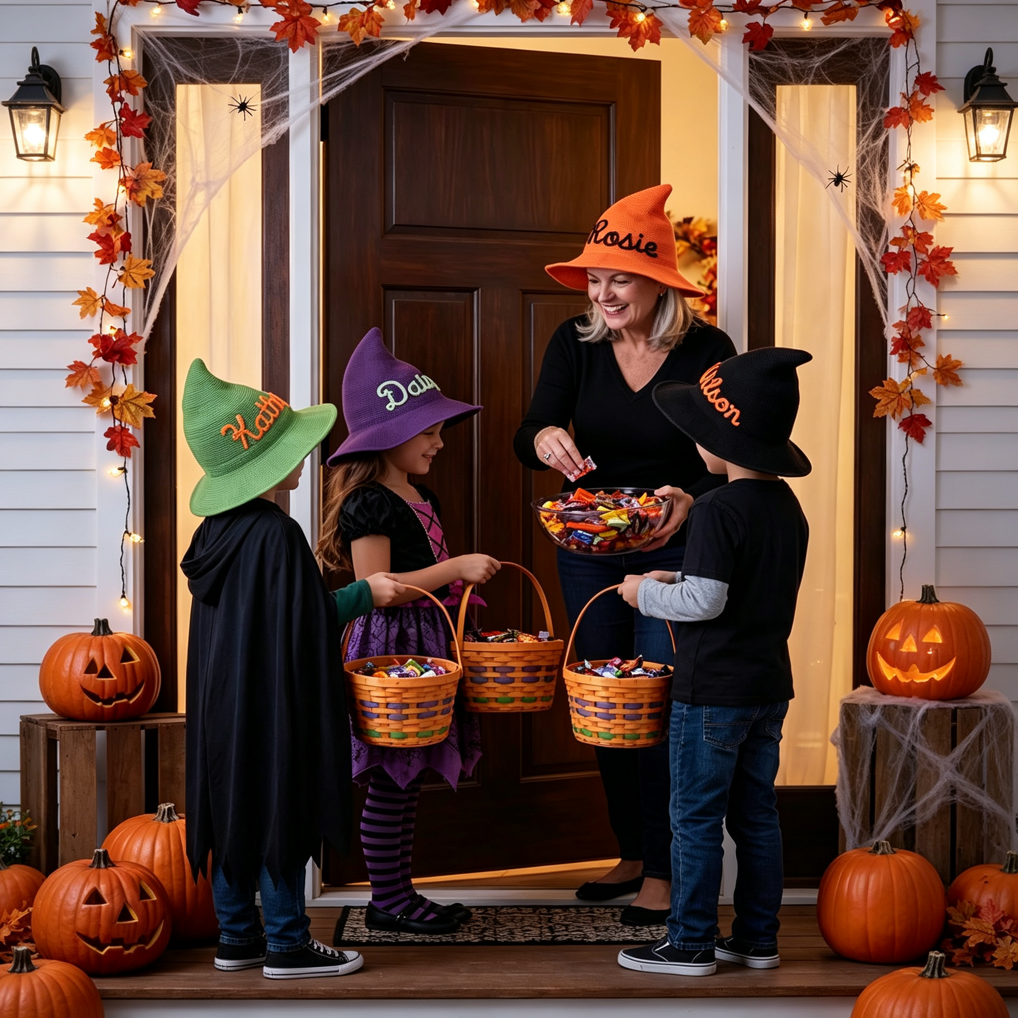 Personalized Embroidery Halloween Witch Hat For Kids & Aldult| MNHalloween01