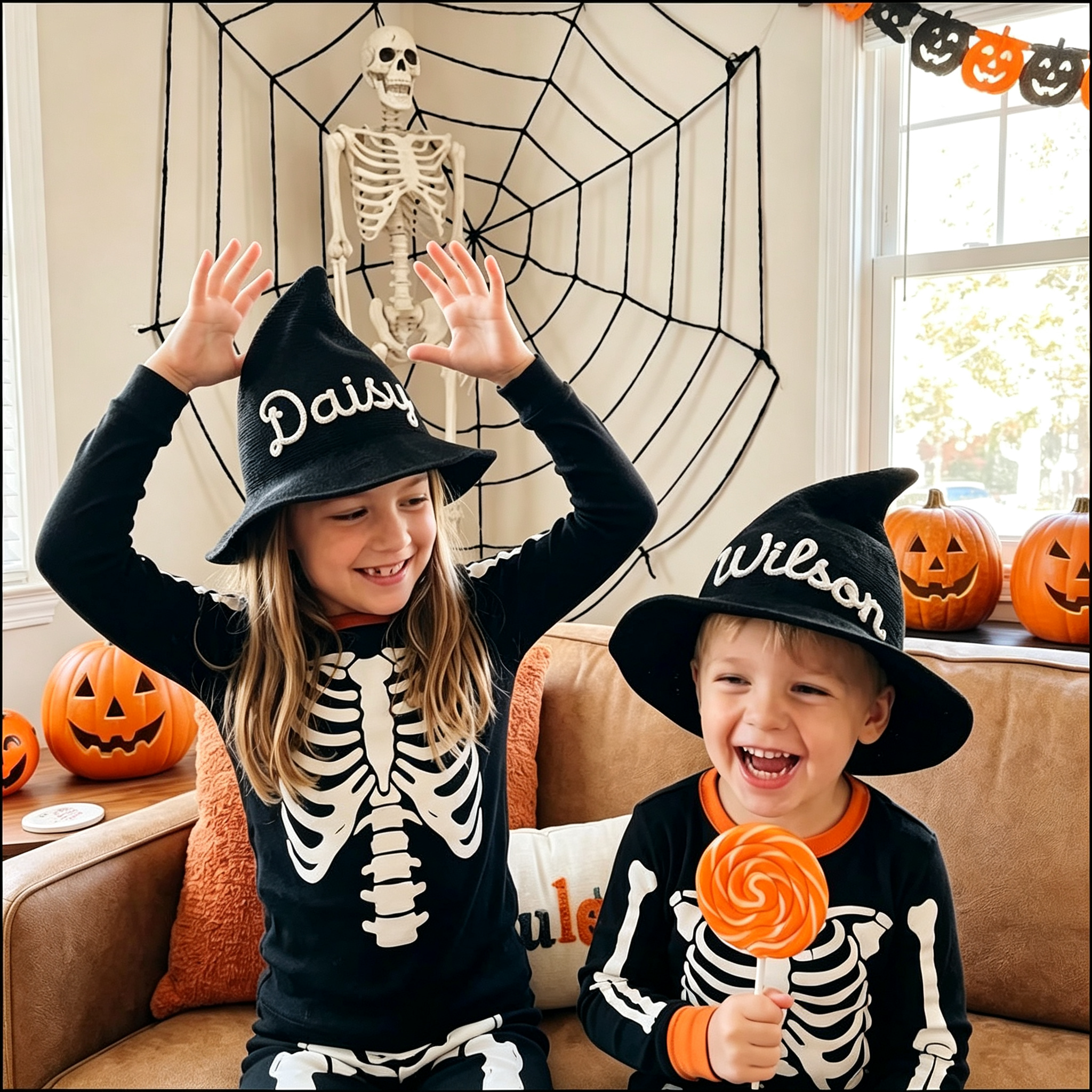 Personalized Embroidery Halloween Witch Hat For Kids & Aldult| MNHalloween01