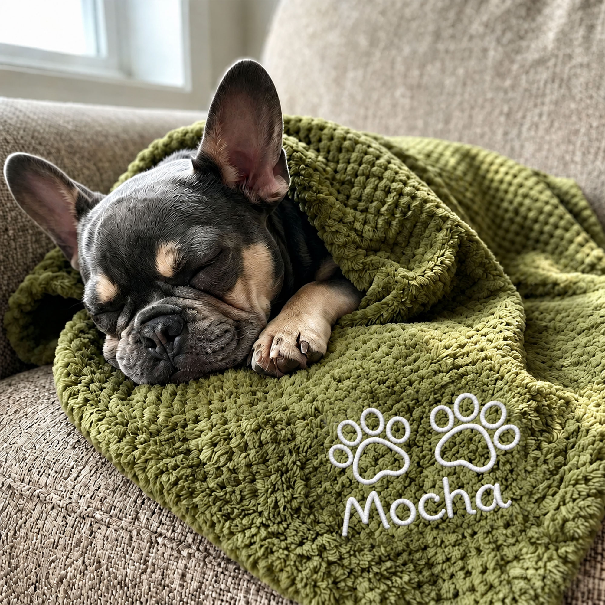 Personalized Embroidered Puppy Blanket with Name & Paw Print | MNHome108