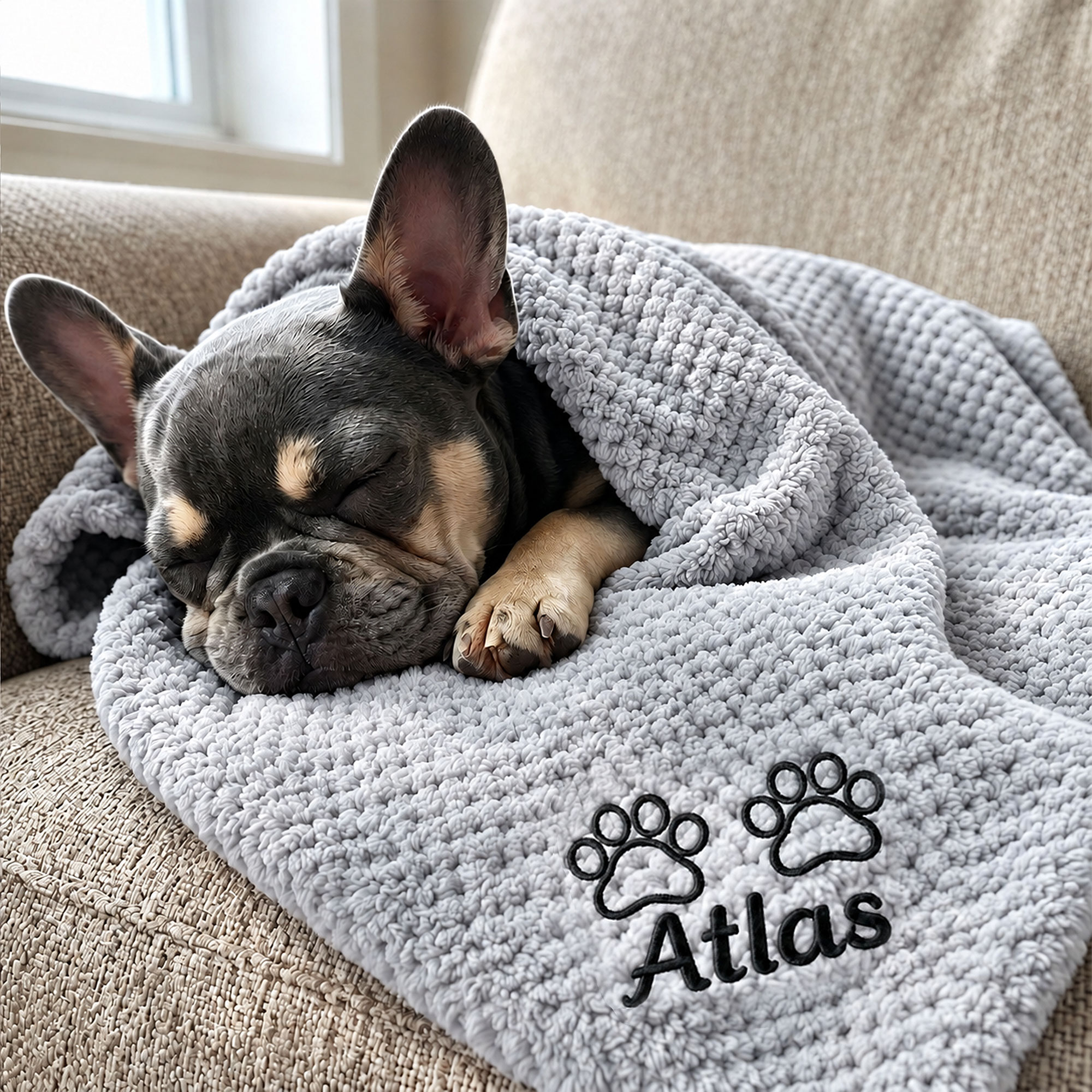 Personalized Embroidered Puppy Blanket with Name & Paw Print | MNHome108