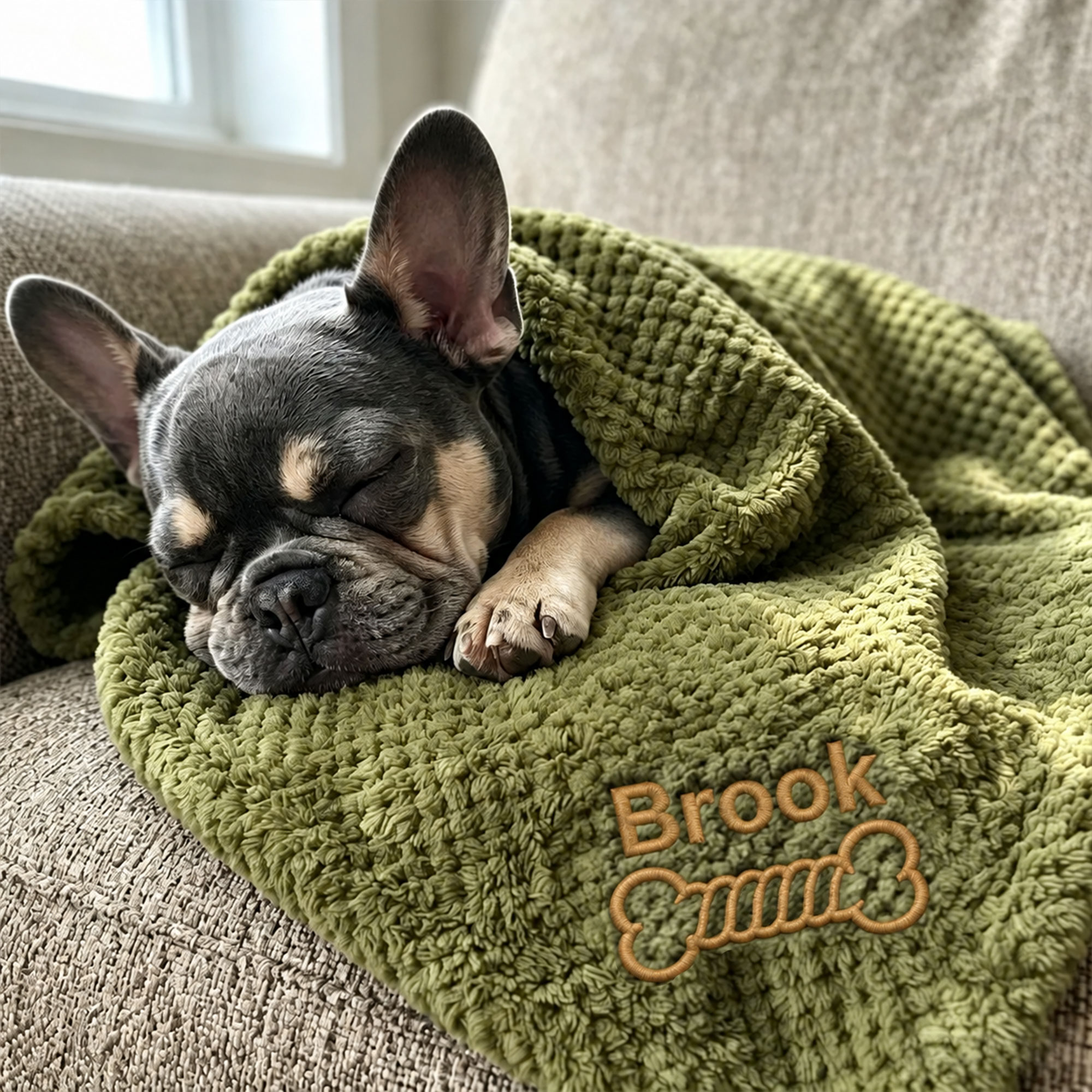 Personalized Embroidered Puppy Blanket with Name & Bone Print | MNHome109