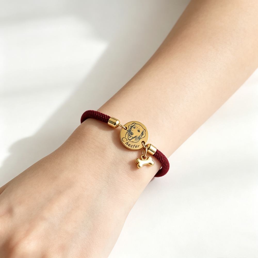 Personalized Gold Plated Pet Portrait Adjustable Bracelet | MNMemo25