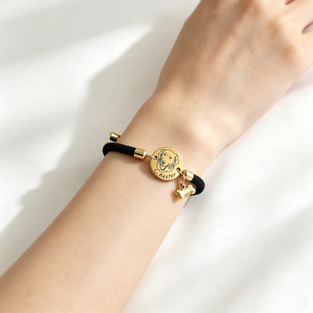 Personalized Gold Plated Pet Portrait Adjustable Bracelet | MNMemo25