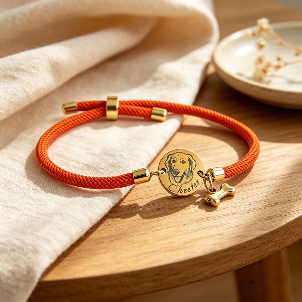 Personalized Gold Plated Pet Portrait Adjustable Bracelet | MNMemo25