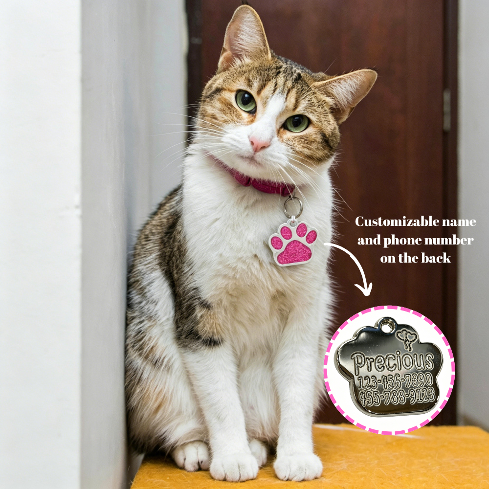Personalized Handmade Glitter Paw Pet ID Tag | MNAccs101