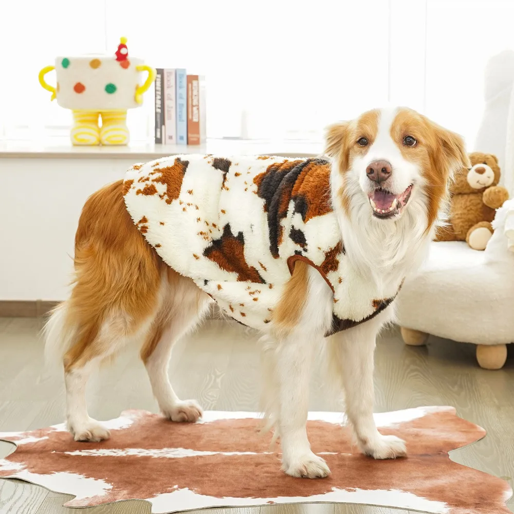 Personalized Leather Patch Pet Winter Warm Sherpa Vest | BKPet255