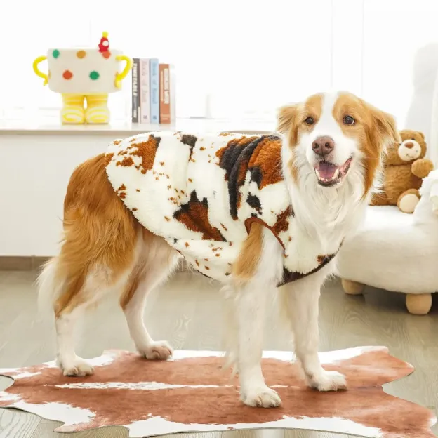 Personalized Leather Patch Pet Winter Warm Sherpa Vest | BKPet255