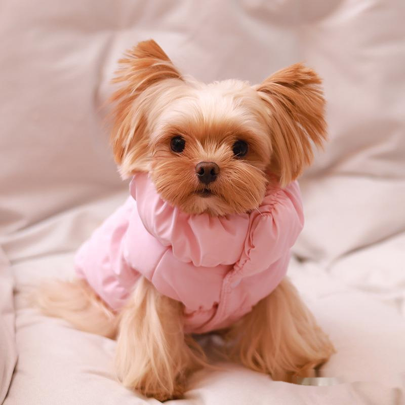 Personalized Leather Patch Pets Warm Puffer Jacket | BKPet140