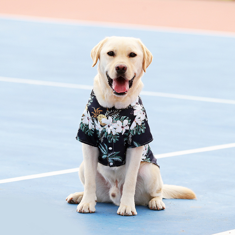 Personalized Leather Patch Hawaiian Pet Shirt | BKPet51