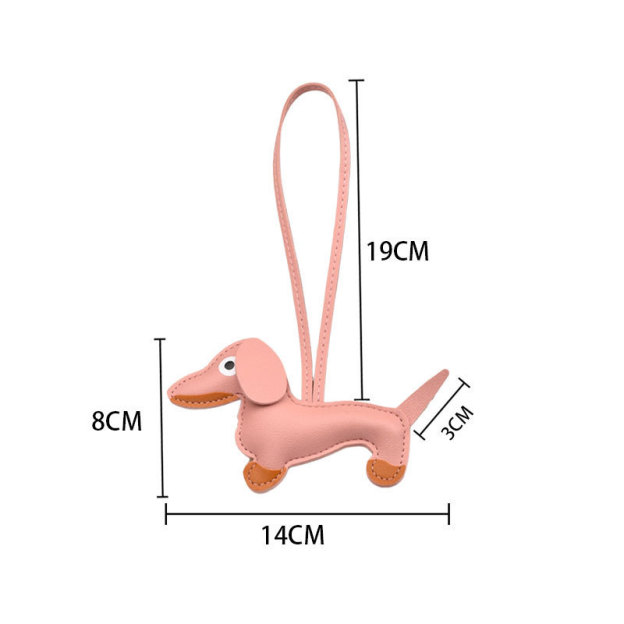 Personalized Lovely Leather Dachshund Keychain | CWGift08