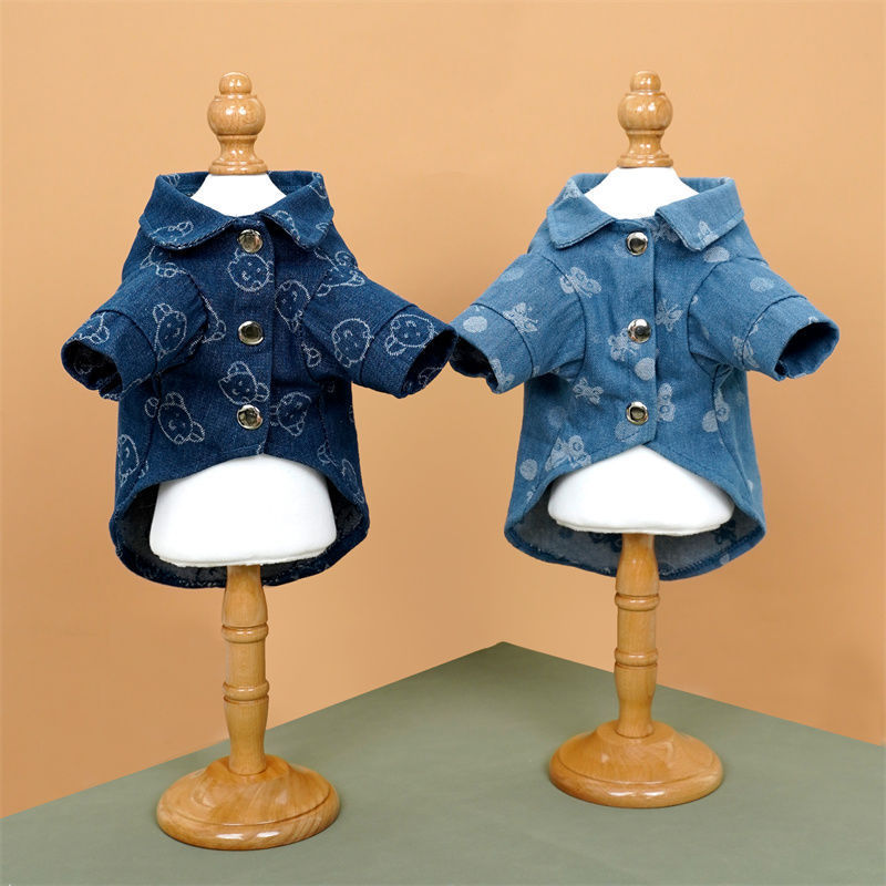 Personalized Leather Patch Pets Cute Pattern Denim Jacket | BKPet55