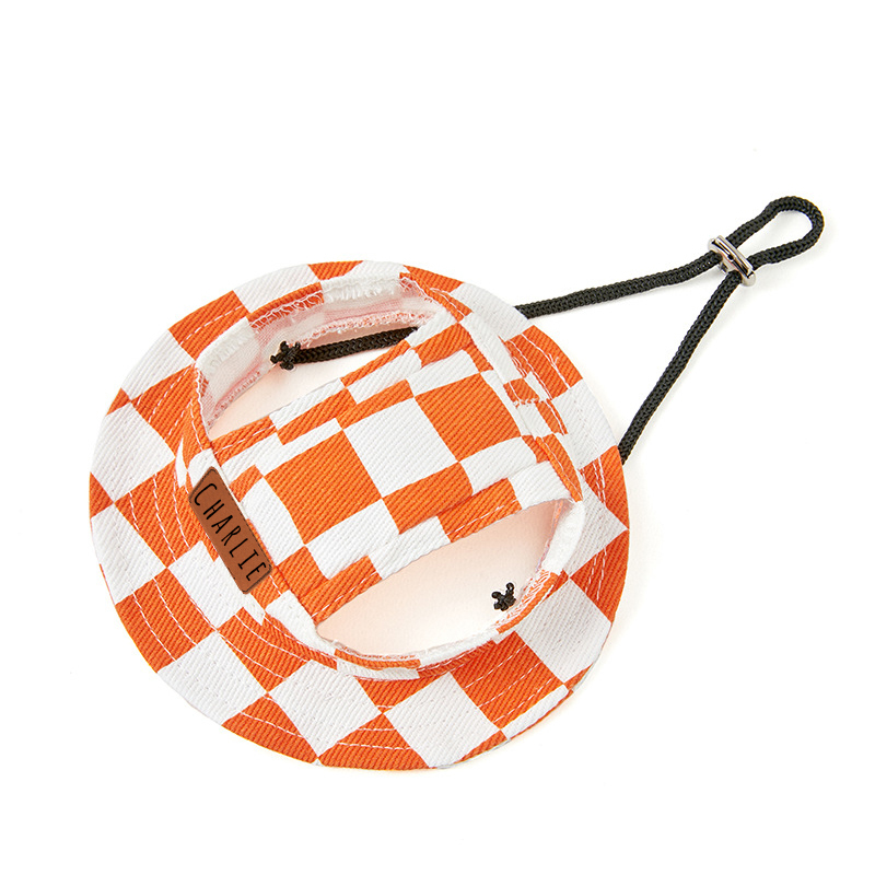 Personalized Leather Patch Pet Sun Hat with Ear Holes | BKPet67