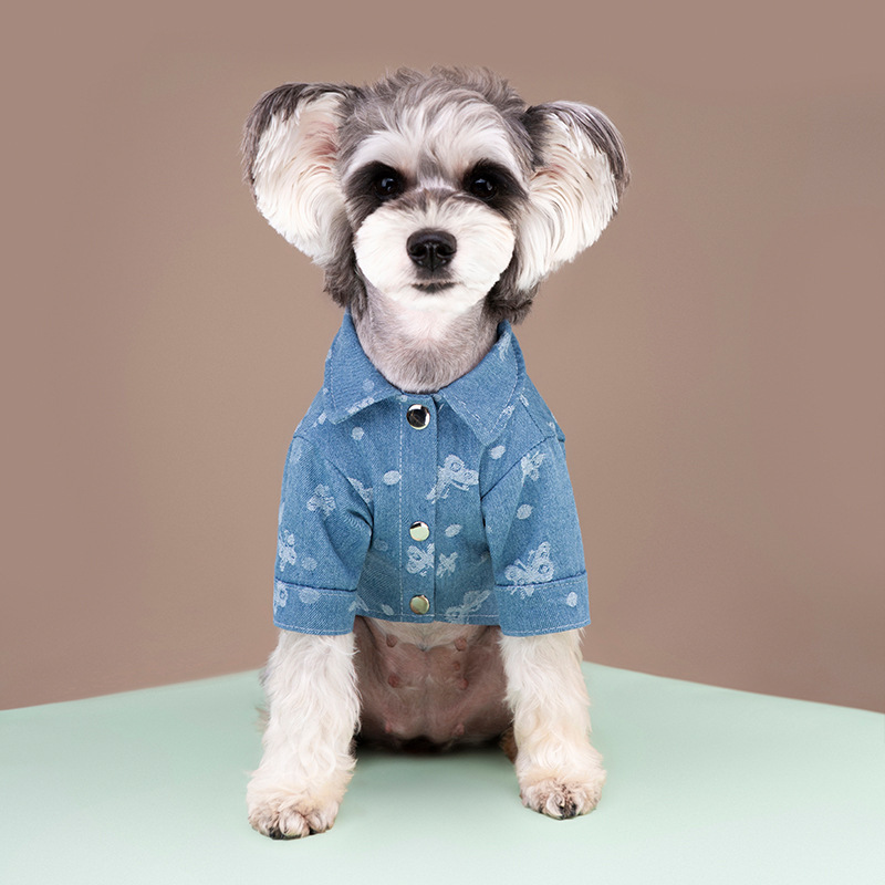 Personalized Leather Patch Pets Cute Pattern Denim Jacket | BKPet55