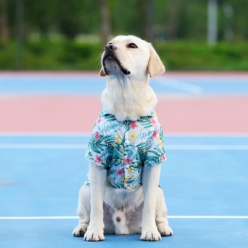 Personalized Leather Patch Hawaiian Pet Shirt | BKPet51