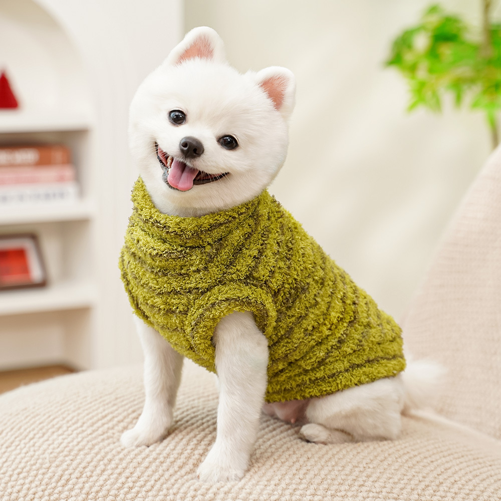 Personalized Leather Patch Stripes Pet Soft Plush Vest | BKPet217