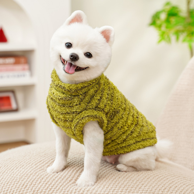 Personalized Leather Patch Stripes Pet Soft Plush Vest | BKPet217