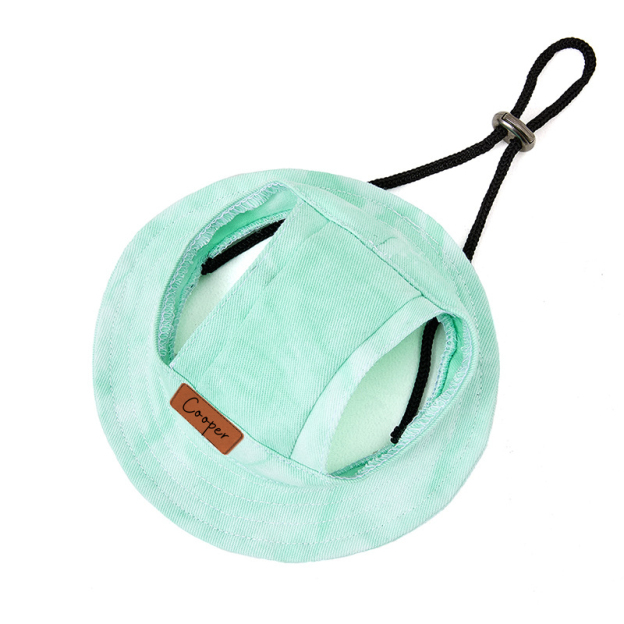 Personalized Leather Patch Pet Sun Hat with Ear Holes | BKPet68